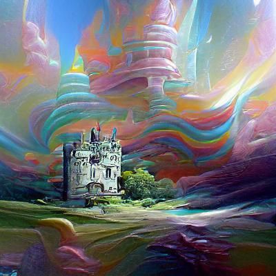 Psychedelic Fantasy Castle as Oil Painting