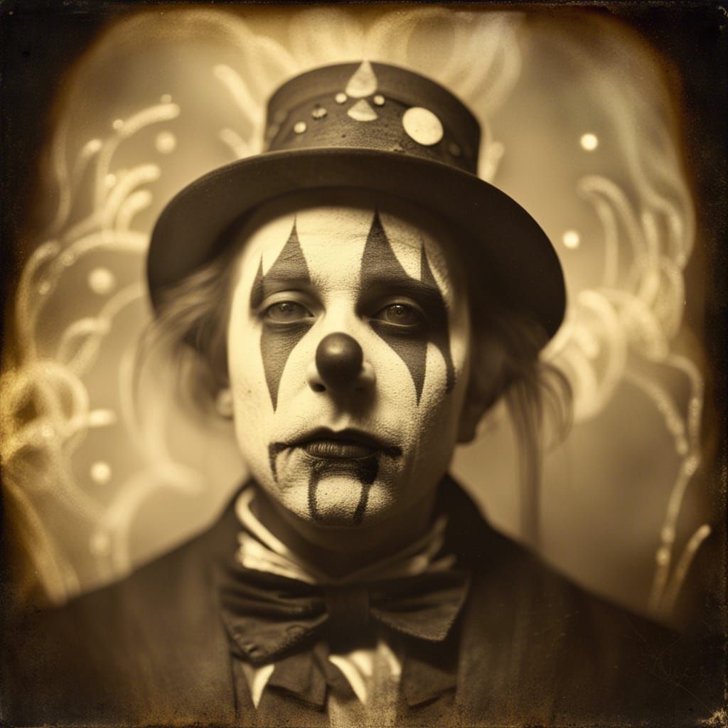 Antique Juggalo Clown Photo in Daguerreotype Style