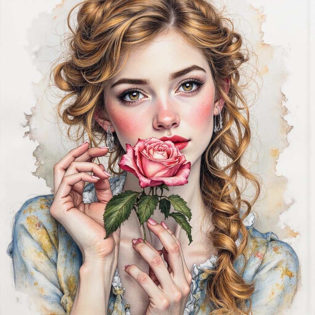 Belle and Rose: Pen and Ink Masterpiece