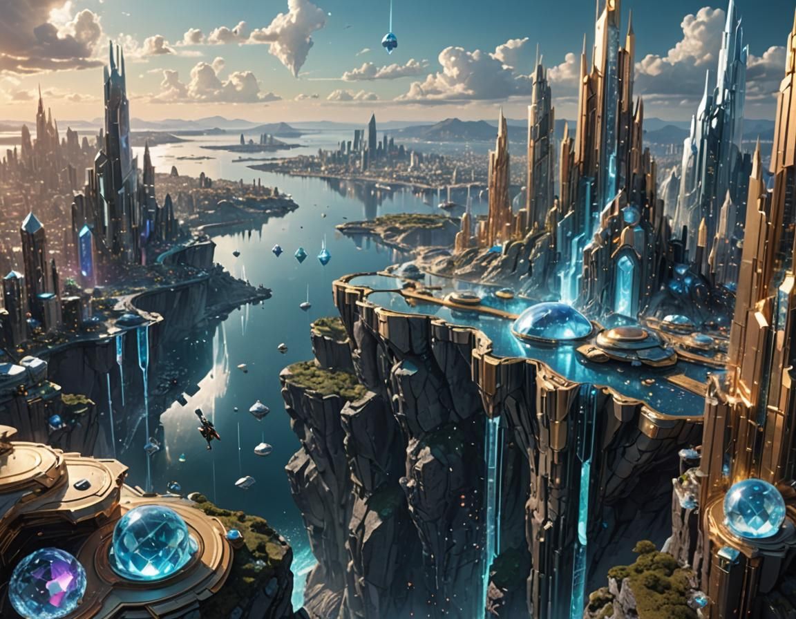 Luminous Crystal City of the Future