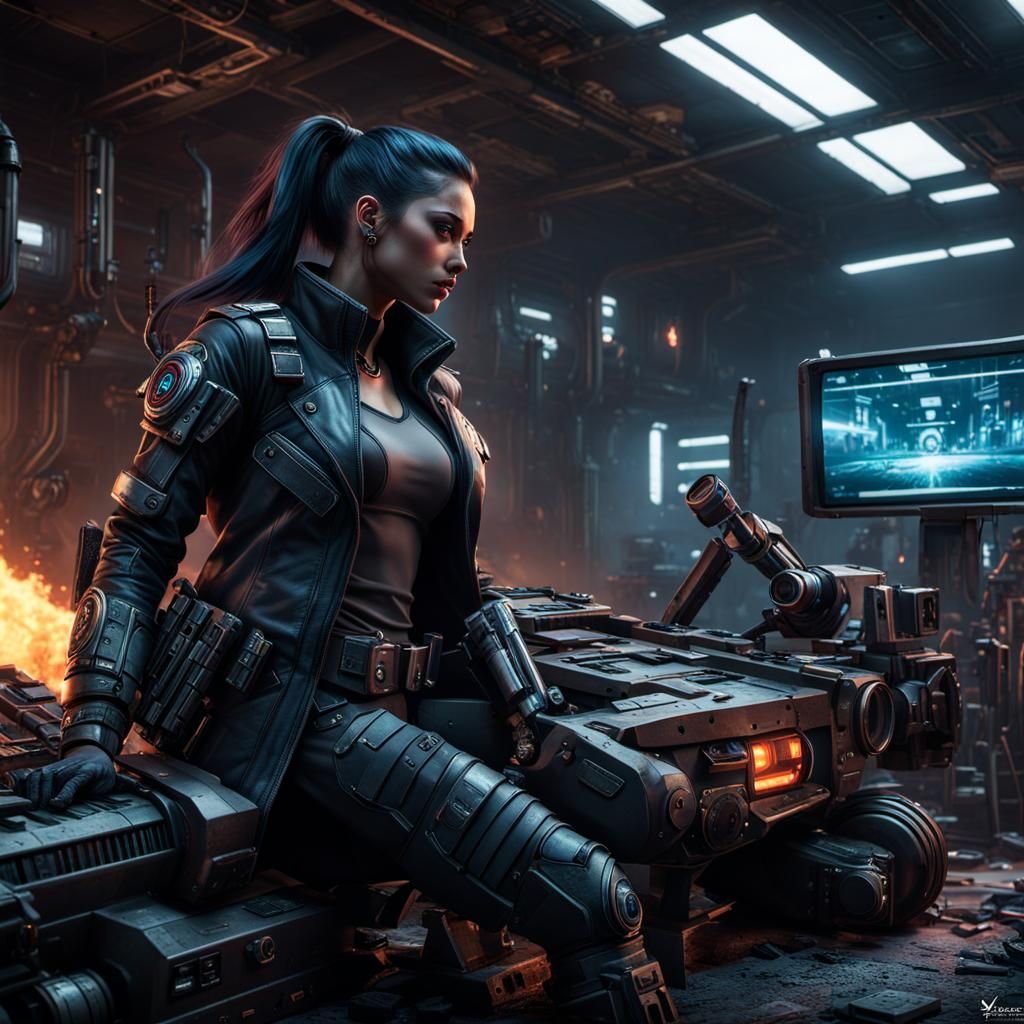 Cyberpunk Wasteland Shootout in Photorealistic Style