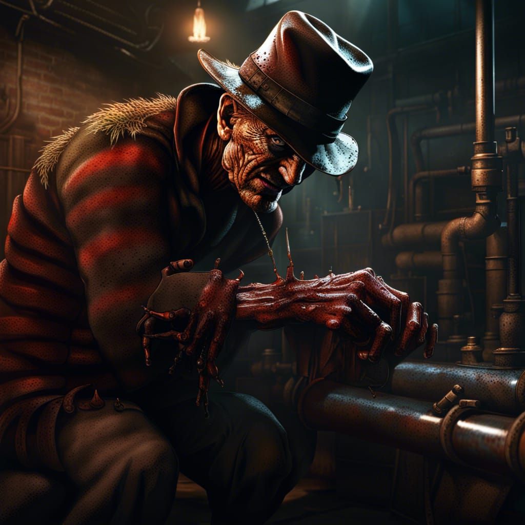 Freddy Krueger in a Boiler Room: Dark Fantasy Art