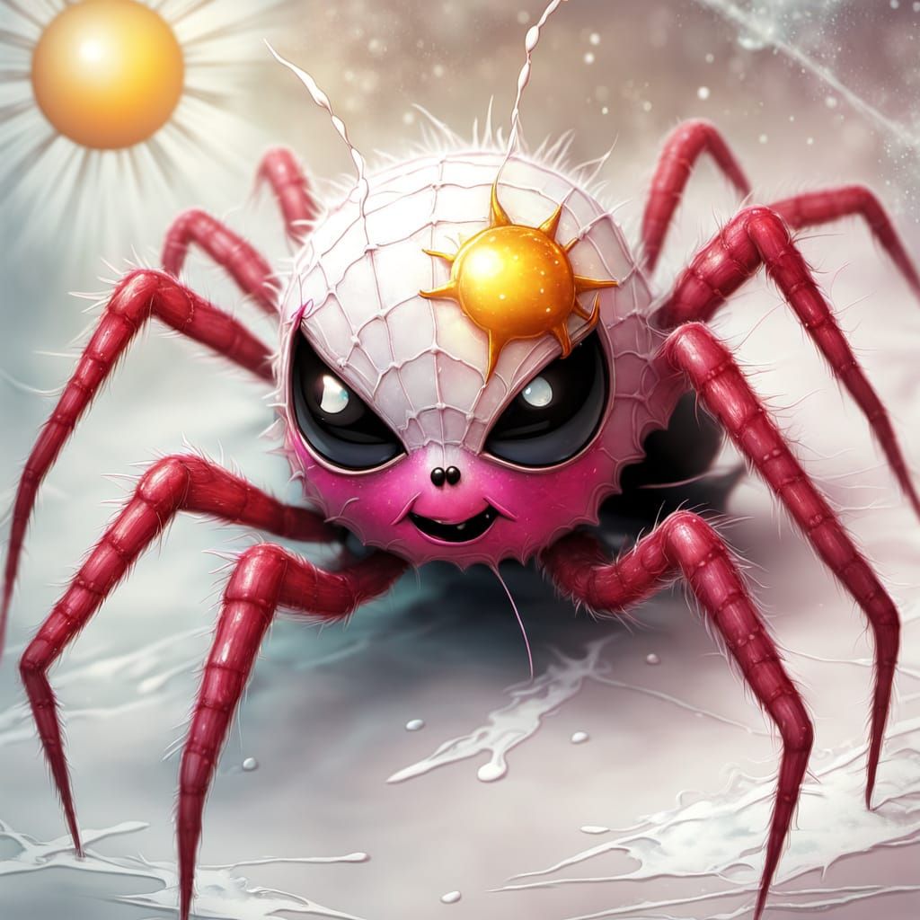 Cute Spider Character in Abstract Vintage Style