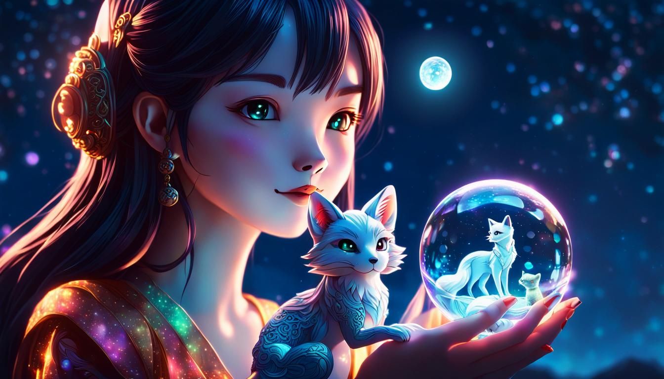 Dragon Girl with Glowing Orb: Studio Ghibli Anime