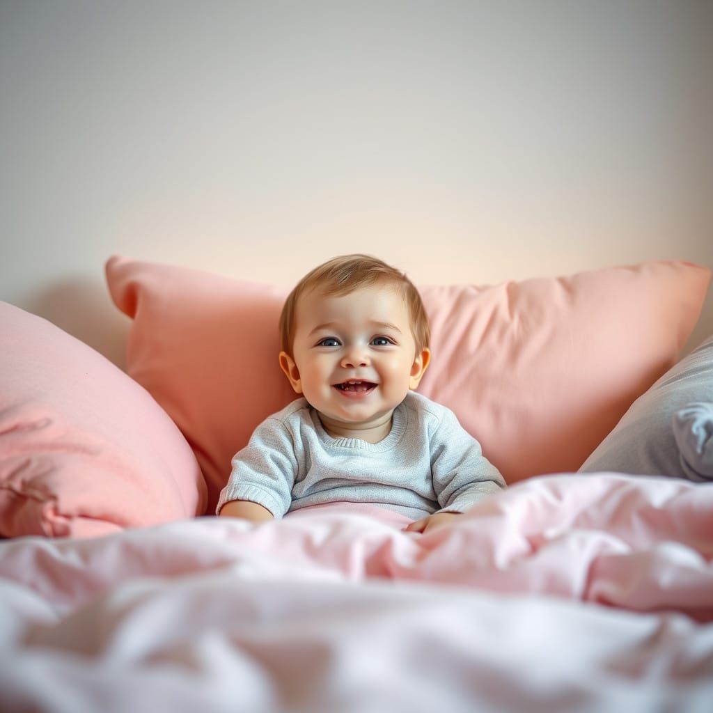 Cozy Family Moment in a Mother's Bed