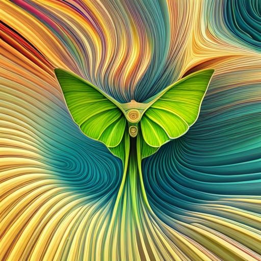 Abstract Luna Moth Vector Fractal Zentangle Illustration