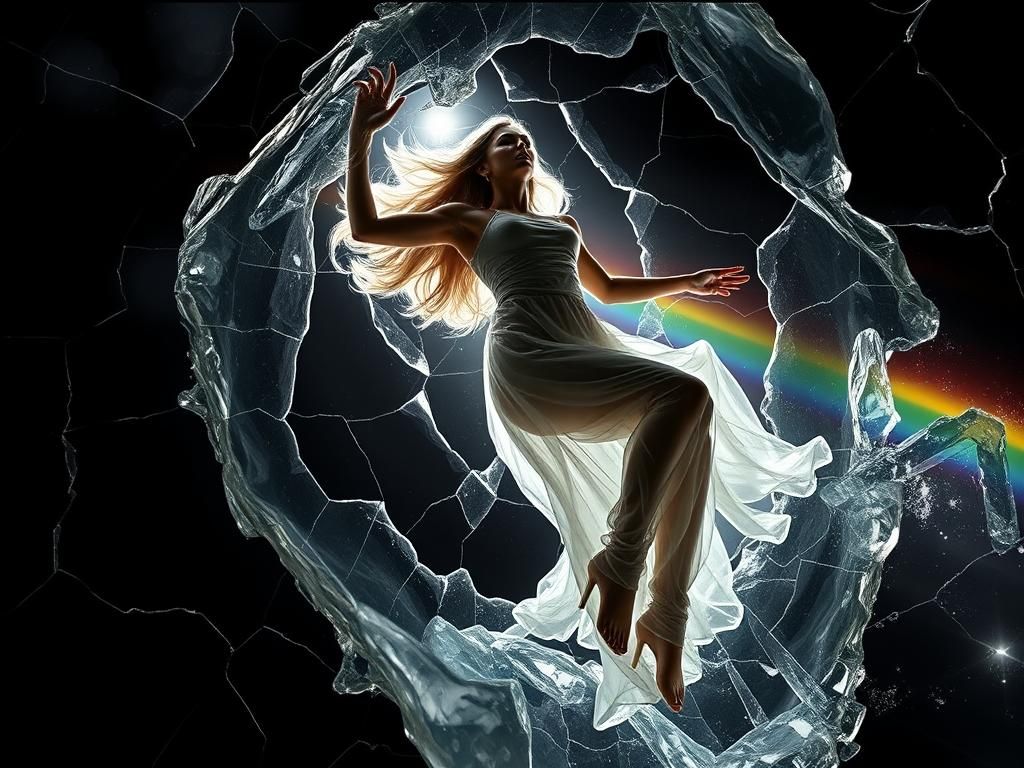 Falling Woman: Crystal Sculpture in a Cosmic Portal