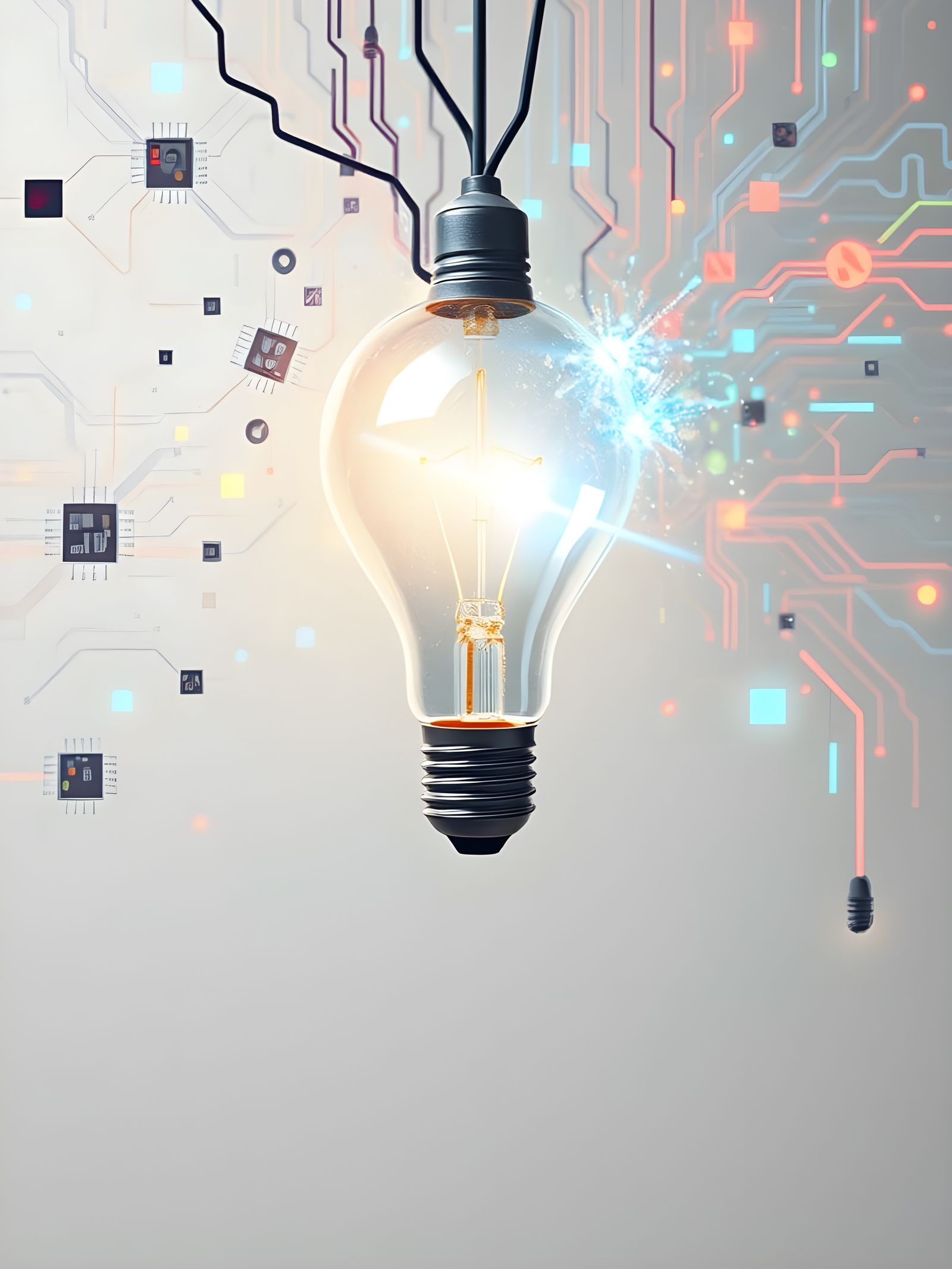 Idea Light Bulb with Technology Icons Concept Art