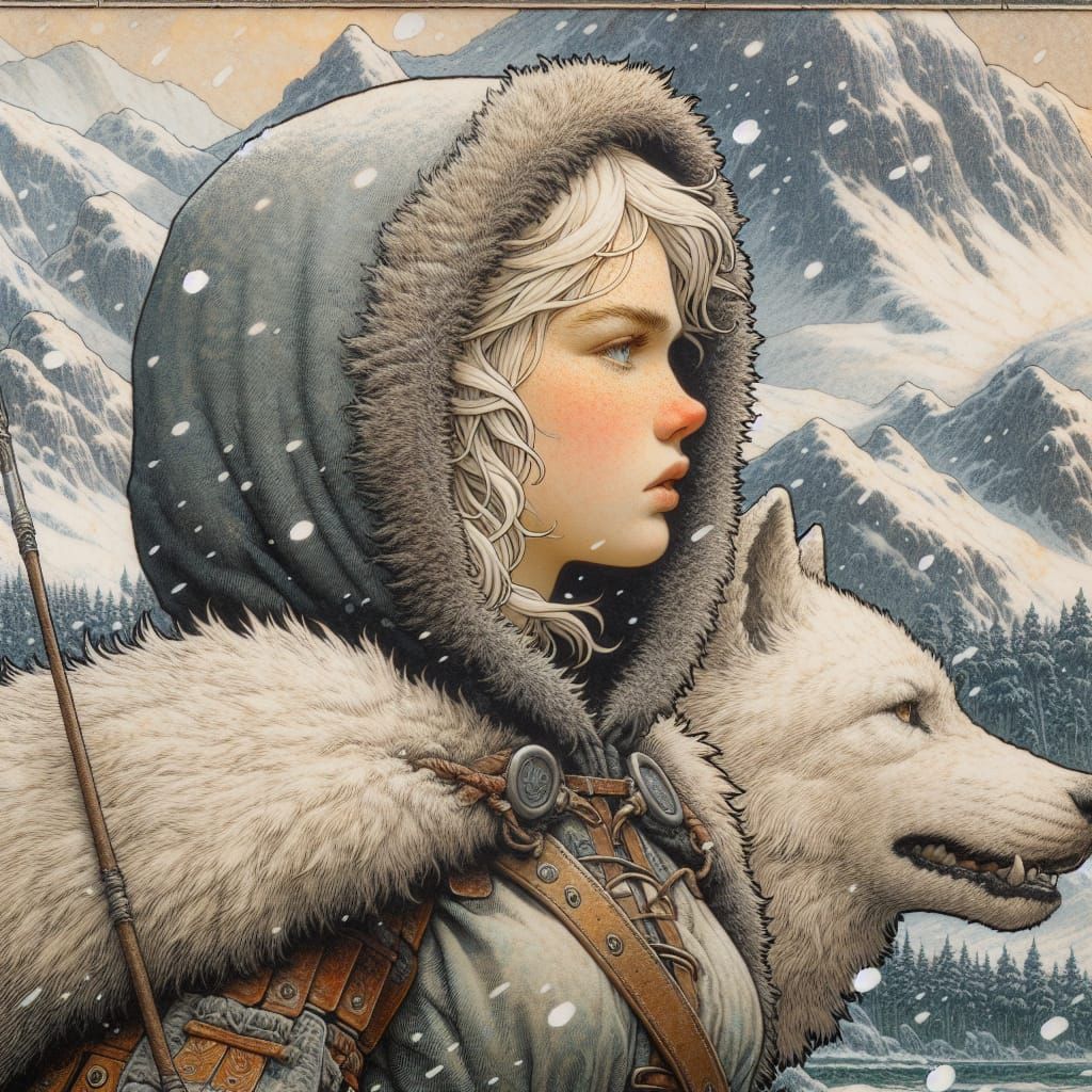 Girl with wolf