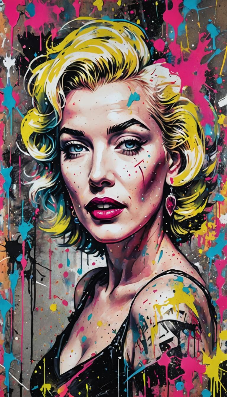 Punk Portrait with Neon Graffiti in Cyberpunk Style