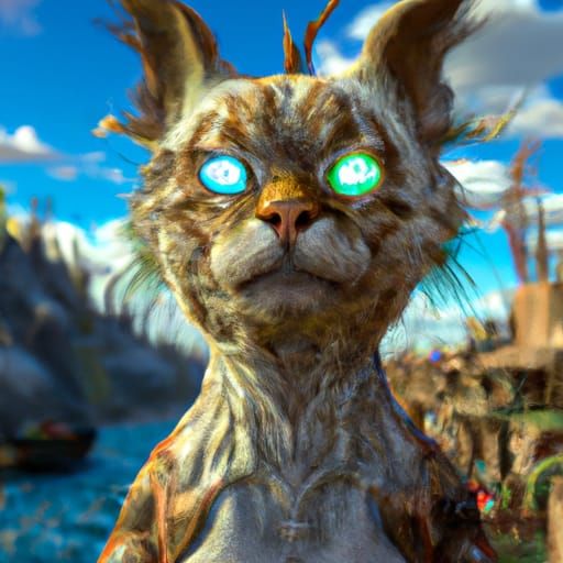 Detailed Cat-Human Hybrid Fantasy Concept Art