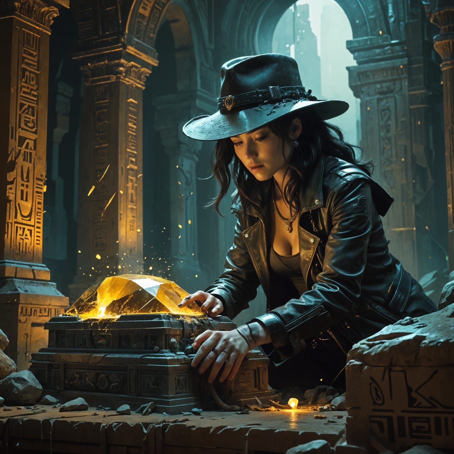 Adventurer in Egyptian Tomb, Fantasy Art