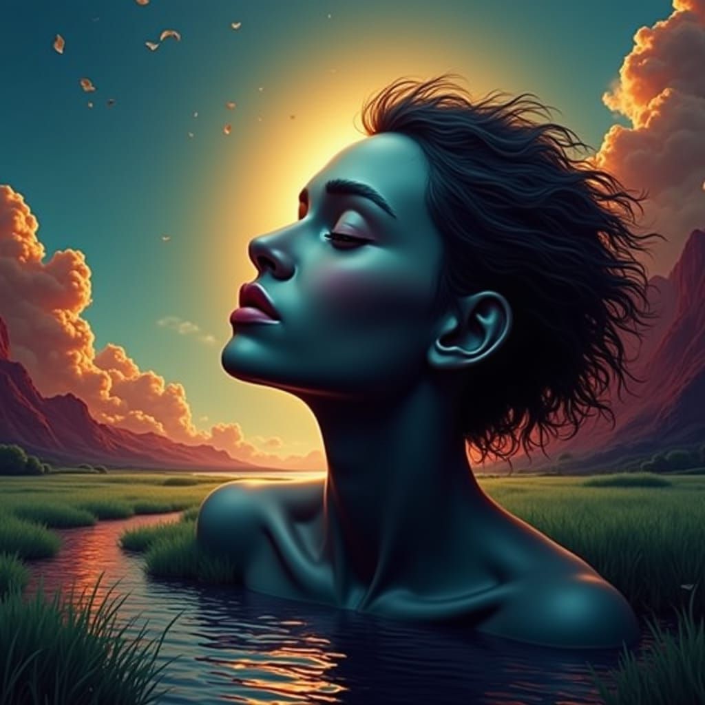 Lustrous Sky Over Golden Leafed Trees and Colorful Mountains