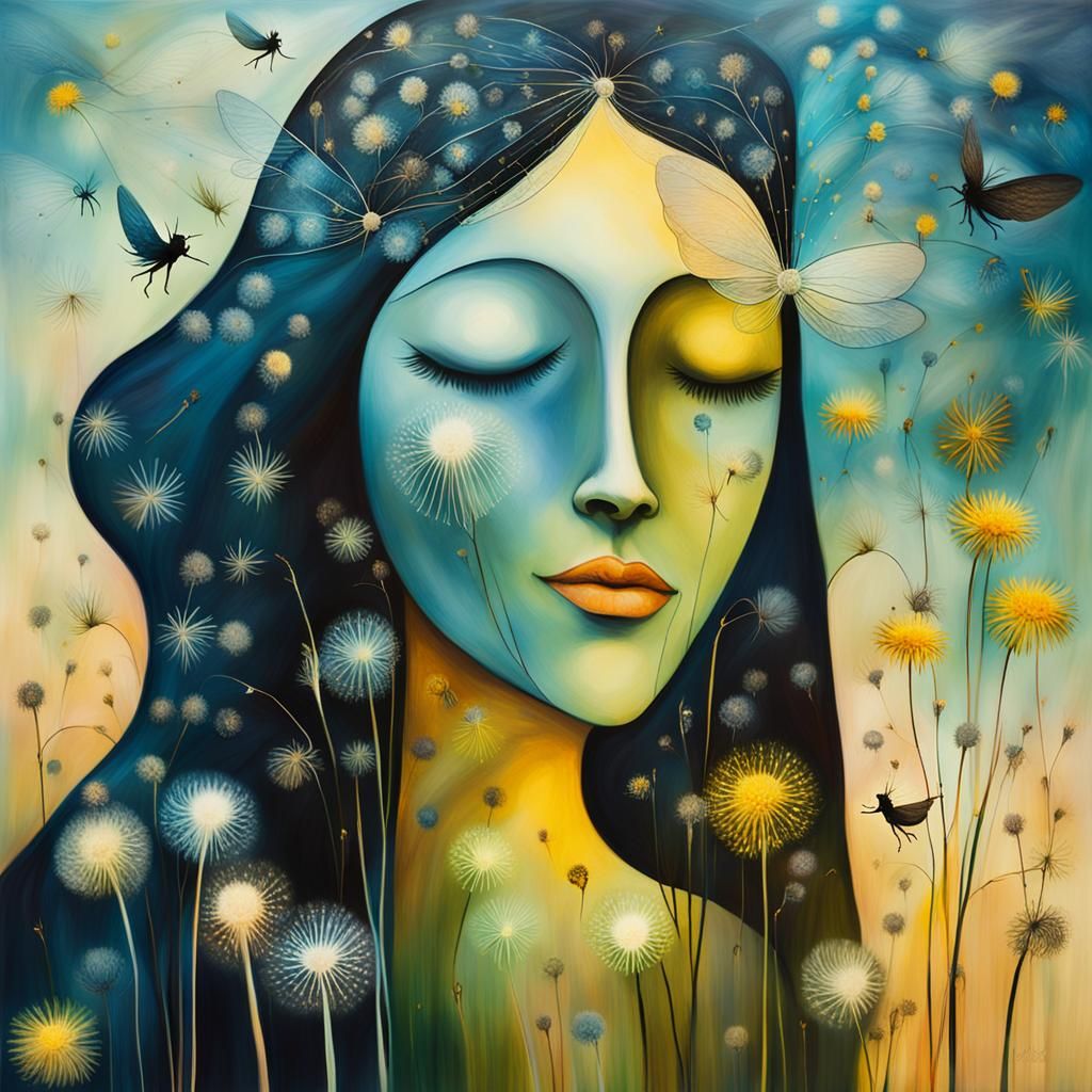 Winged Fairies Making Wishes in Dandelion Dreamscape