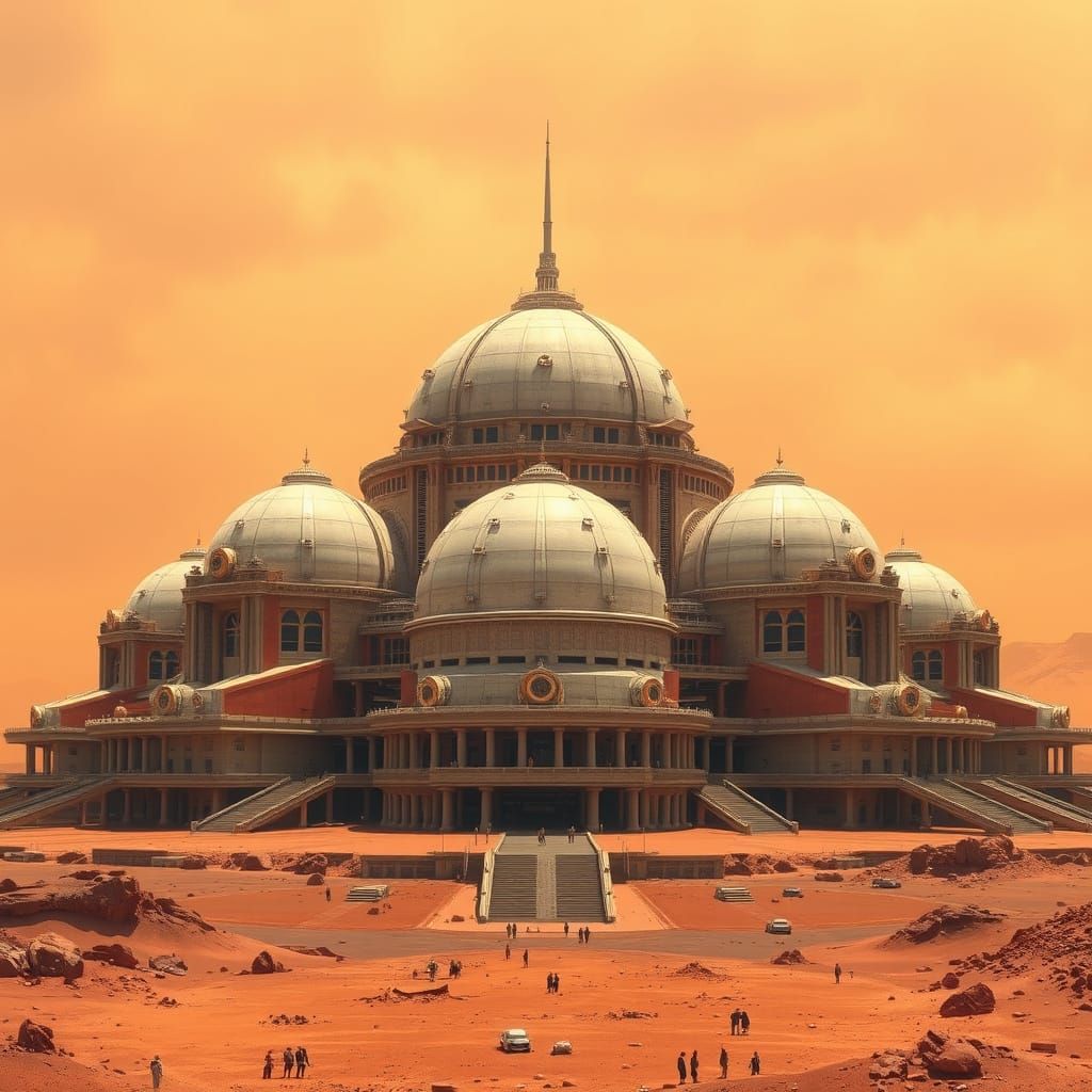 Martian Citadel in Brutalist Neoclassical Style