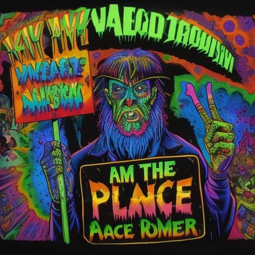 Psychedelic Black Velvet Painting in Ed Roth Style