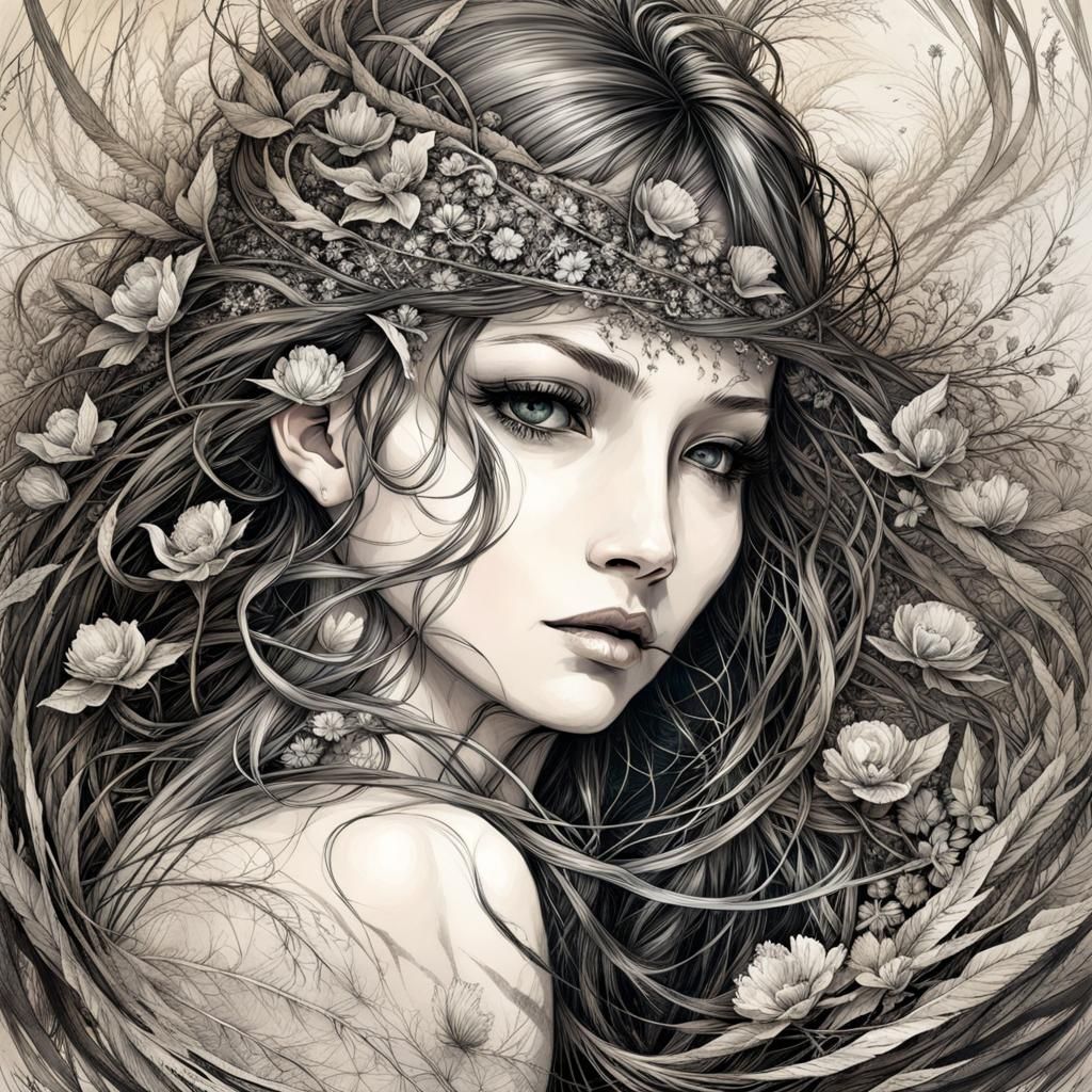 Detailed Nest in Art Brut Style