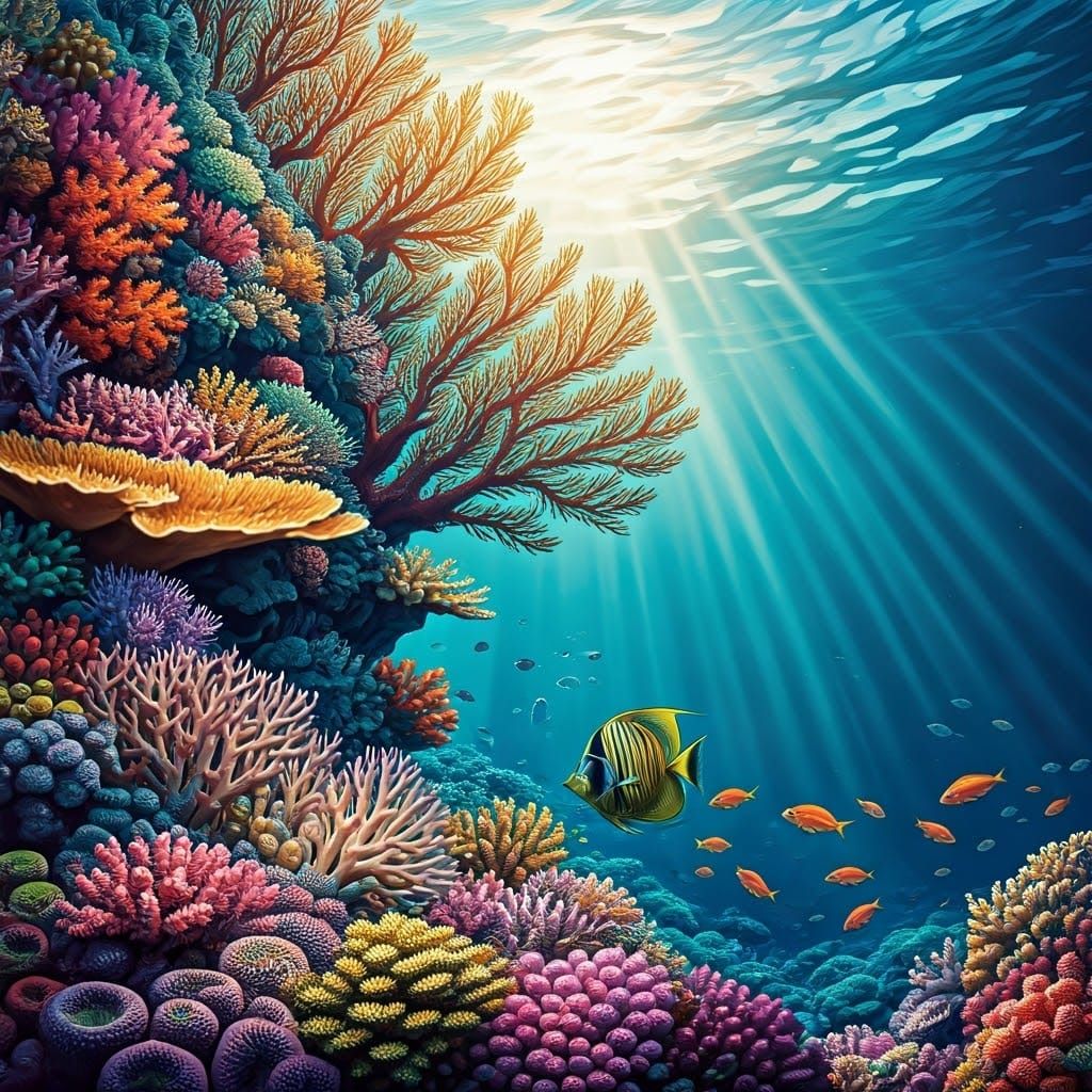 Vibrant Coral Reef Scene in Tropical Waters