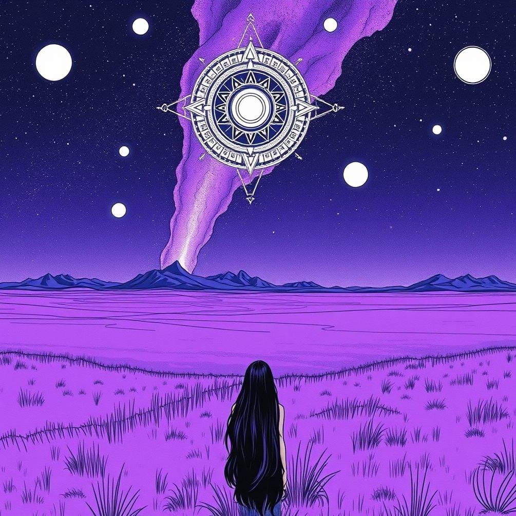 Celestial Symbols over Ultraviolet Grasslands in Minimalist ...