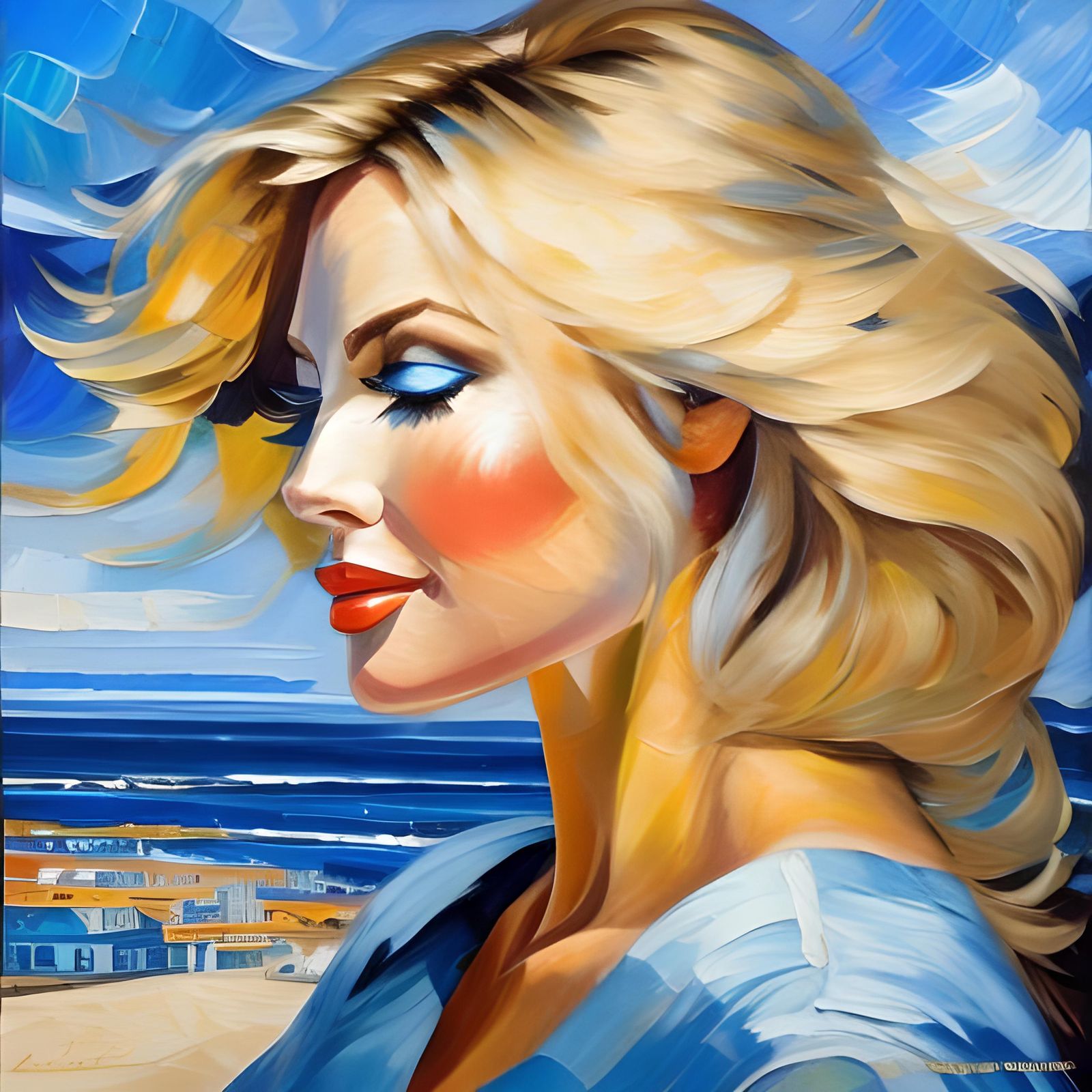 Impressionist Portrait of a Windblown Beauty