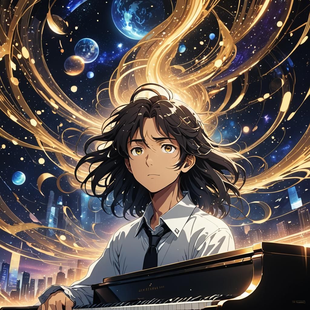 Celestial Piano Serenade: Anime God in Space