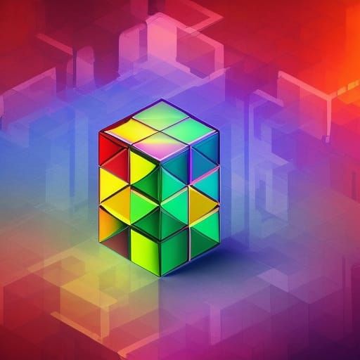 Prismatic Cube Logo with Crystal Transparency