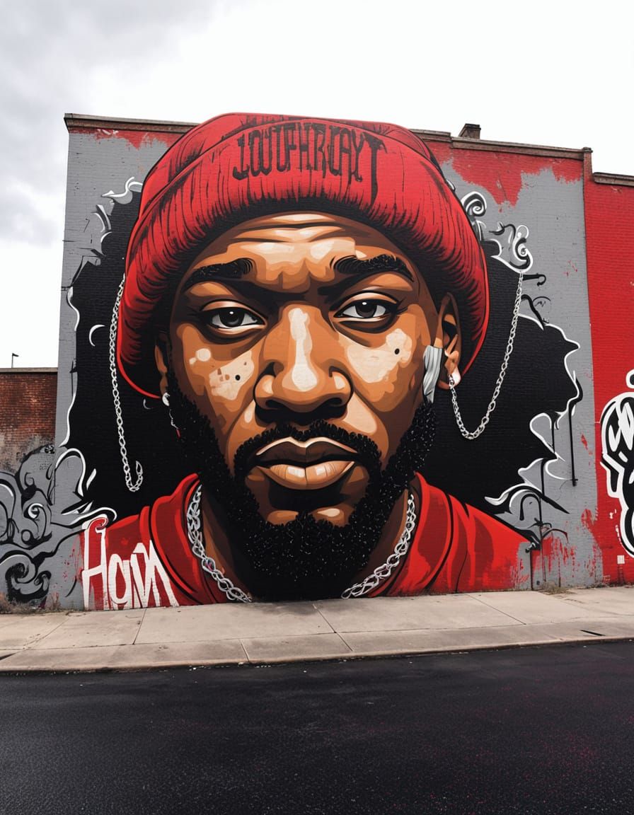 Graffiti Mural of Bun B in Houston's Urban Art Style