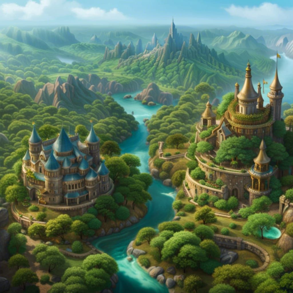 Fantasy Home in Hedge Maze: Aerial View