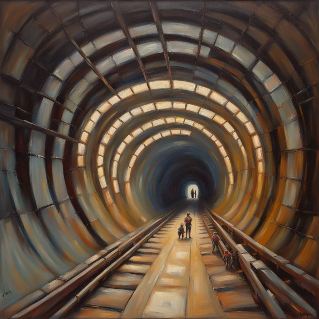 Tunnel of Dial Tones as Oil Painting