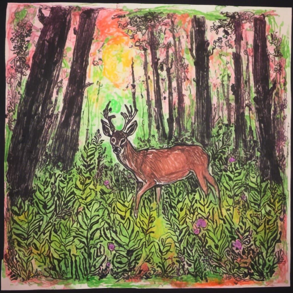 Sunlit Deer in Forest Glade