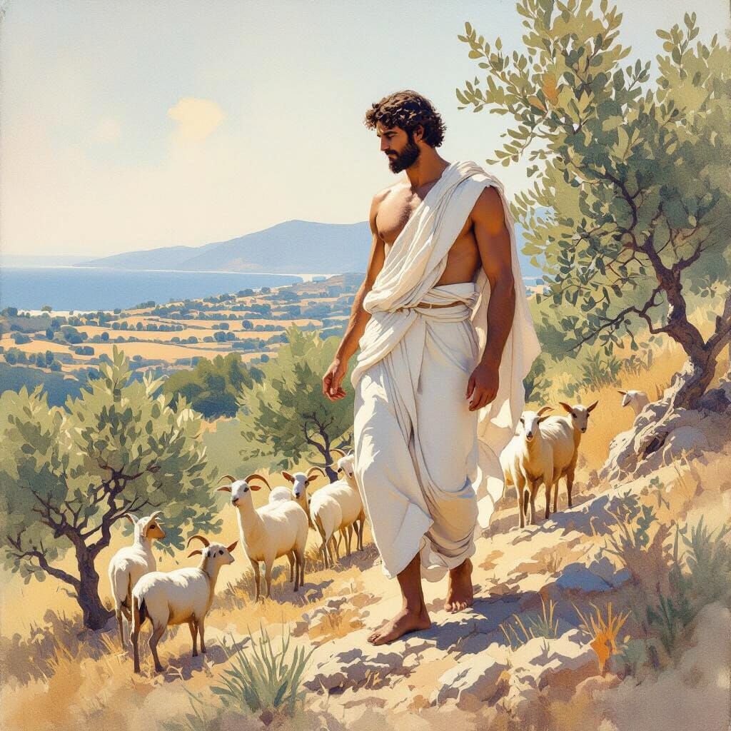 Bronze Age Greek Shepherd in Mediterranean Light