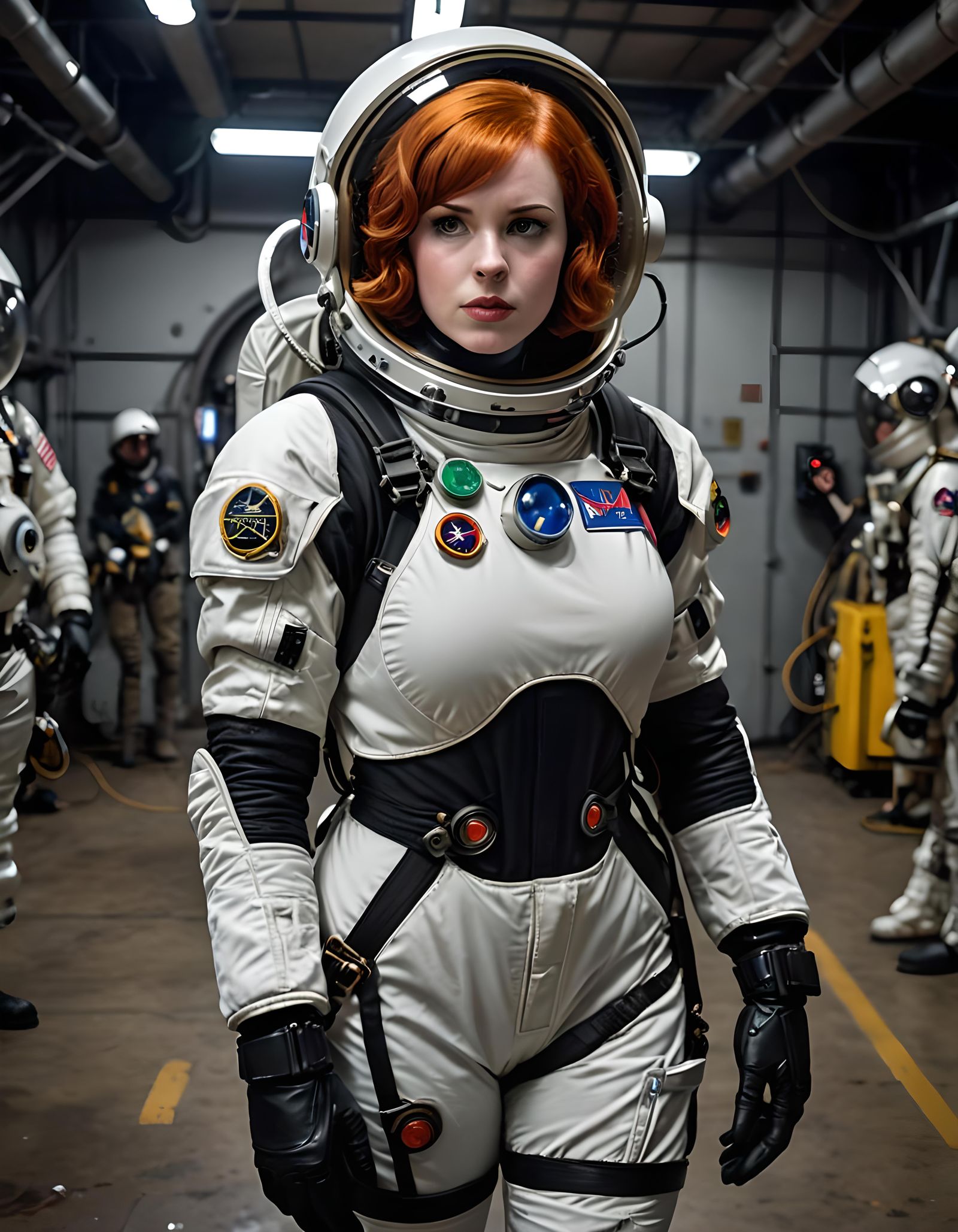 Terrified Redhead Astronaut on Pluto in Apollo Suit