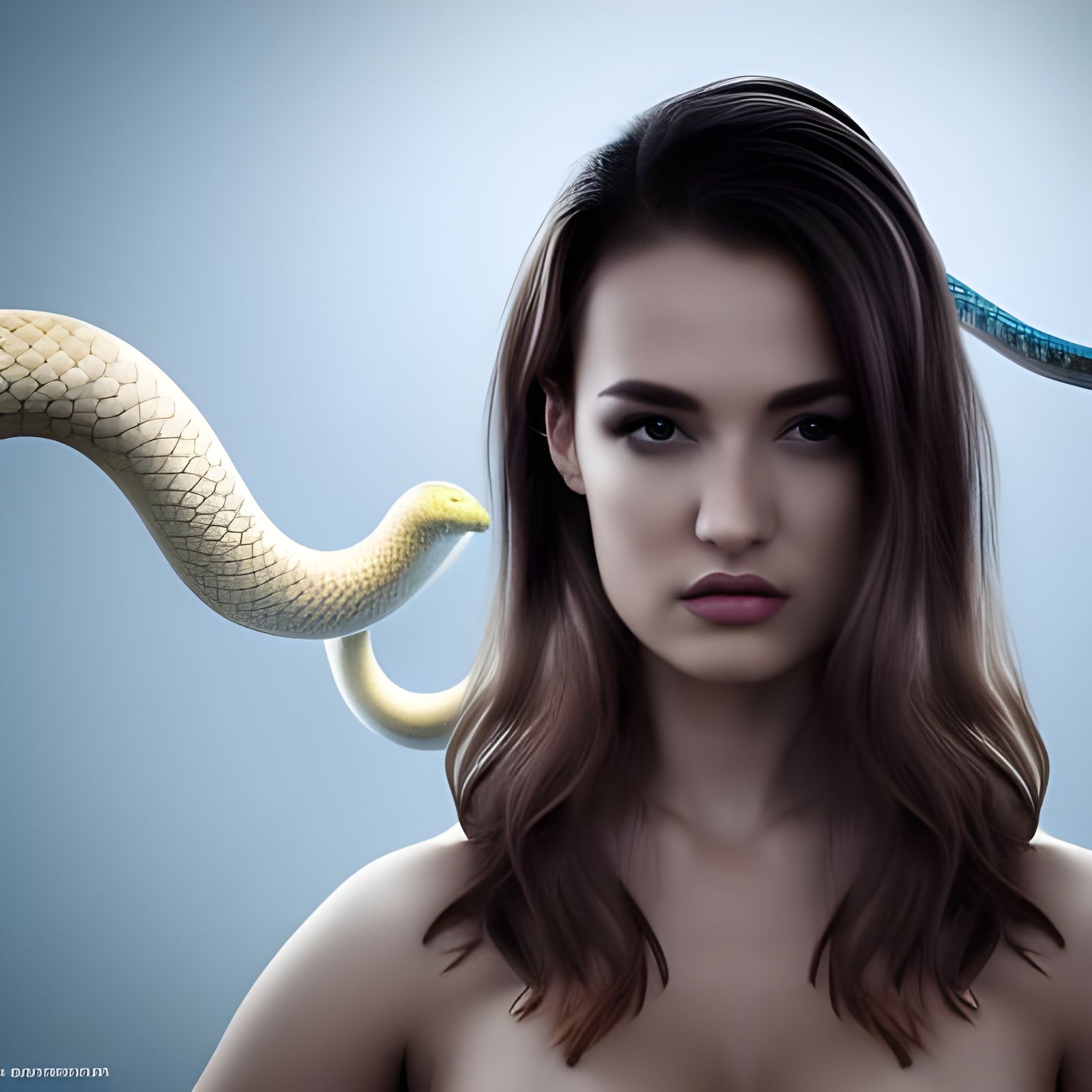 Fantasy Woman Fighting Snake: Hyperdetailed Concept Art