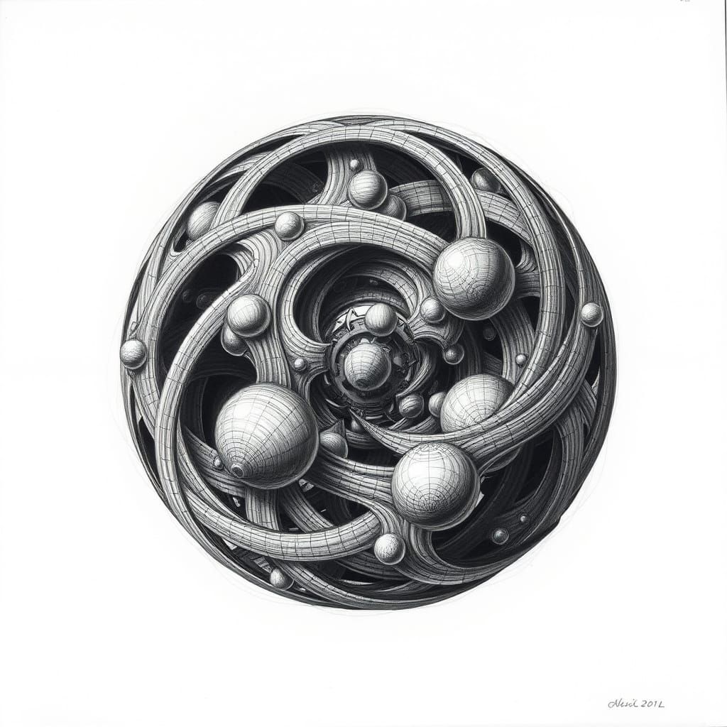 Mathematical Hypersphere in Charcoal