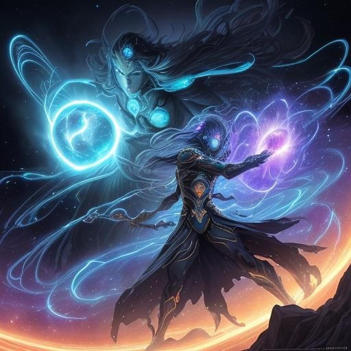 Cosmic Titans Clash in Surreal Astral Garden