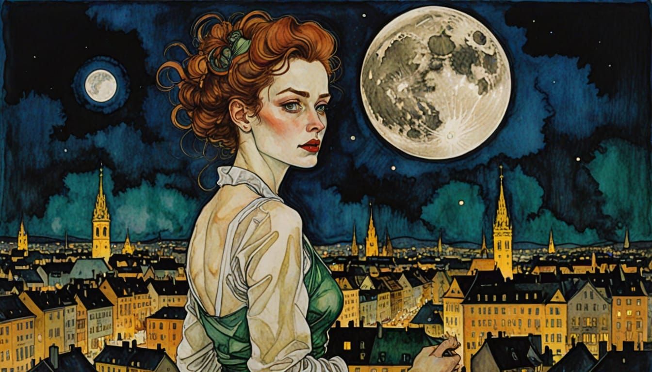 Woman in Vienna: Alcohol Ink Art after Schiele