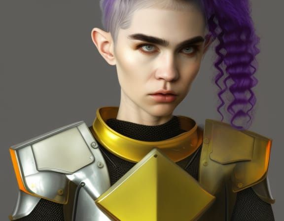 Cyberpunk Knight Armor 3D Art with Sword