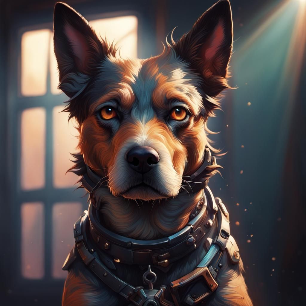 Hyperrealistic Dog Portrait in Splash Art Style