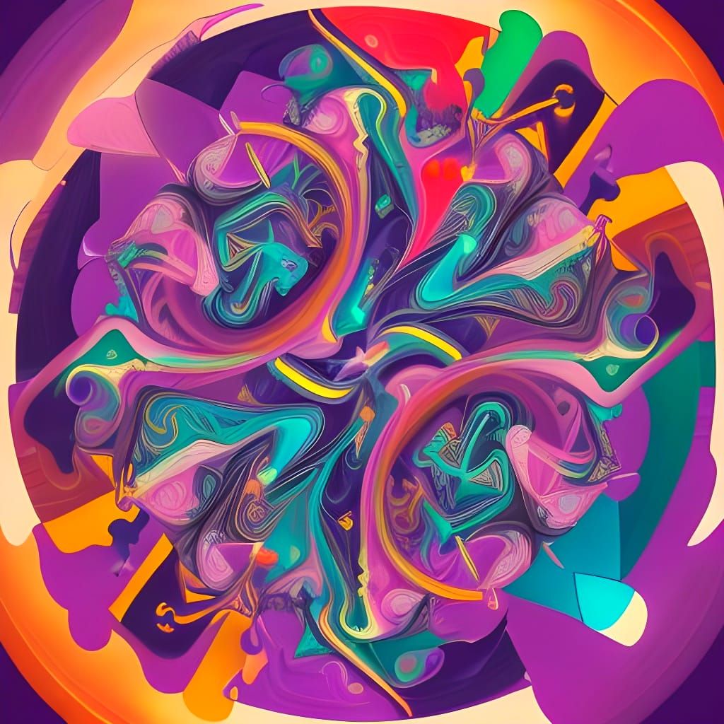 Fractal Herd of Goats in Cubist Geometric Fauvism