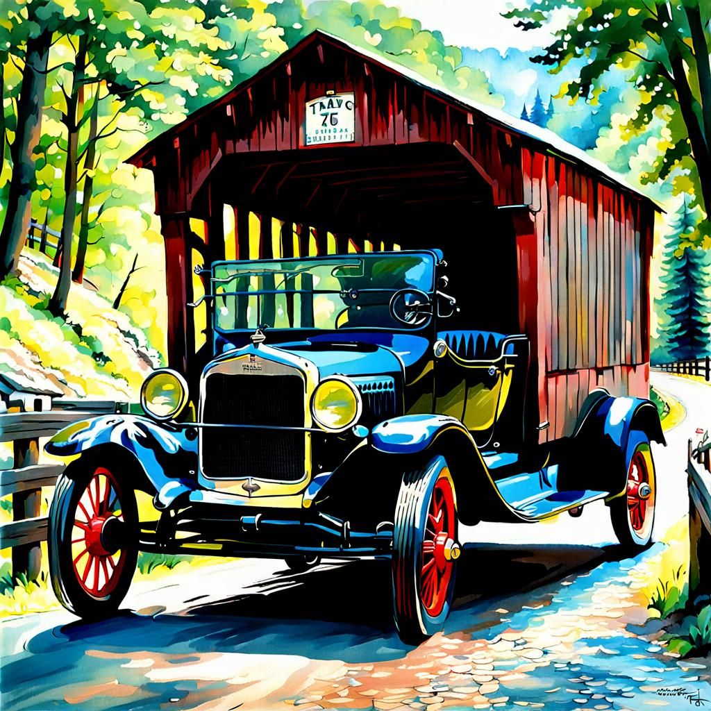 Model-T Emerges from Covered Bridge
