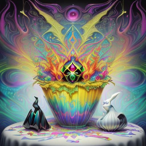 Psychedelic Cornucopia: Surreal 3D Rendering