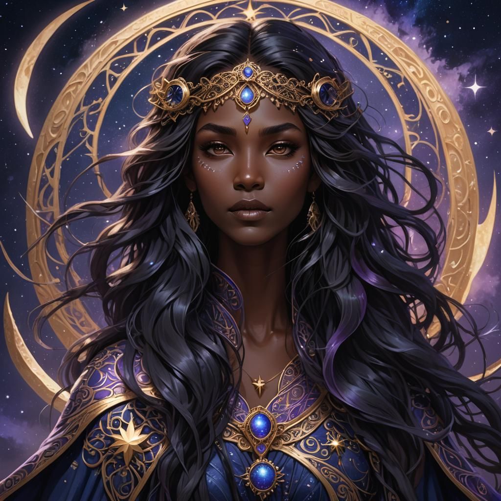 Moon Goddess Portrait in Ethereal Fantasy Art Style