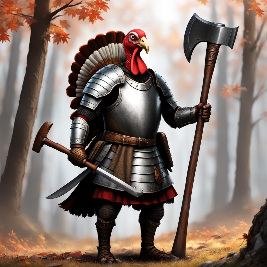 Armored Turkey Warrior Ready for Thanksgiving