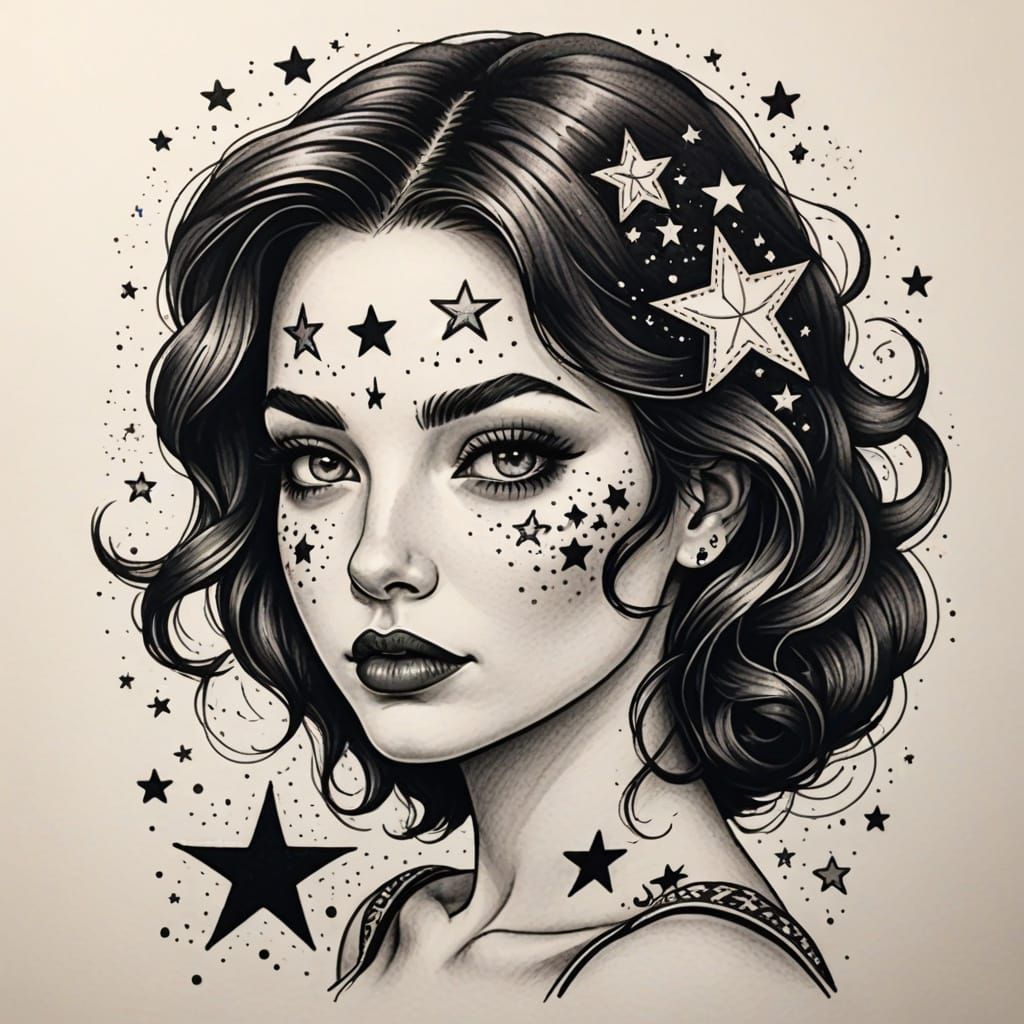 Minimalist Ink Drawing of a Star Tattoo