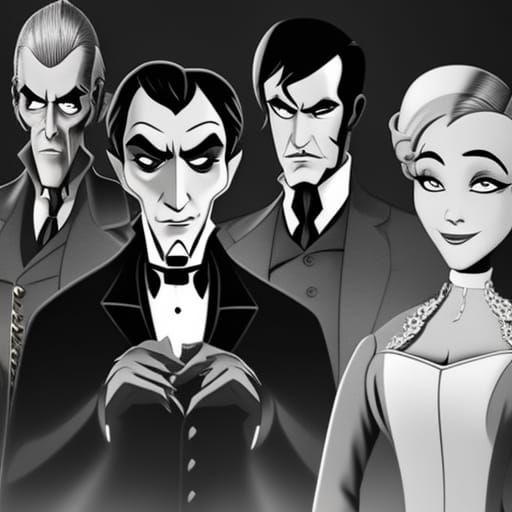 Dark Shadows Characters in 2D Animation Style