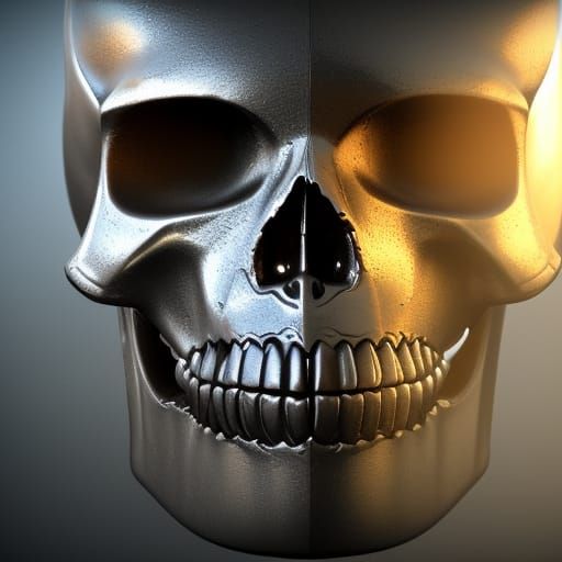 Gilded Steel Skulls in Epic 3D Rendering