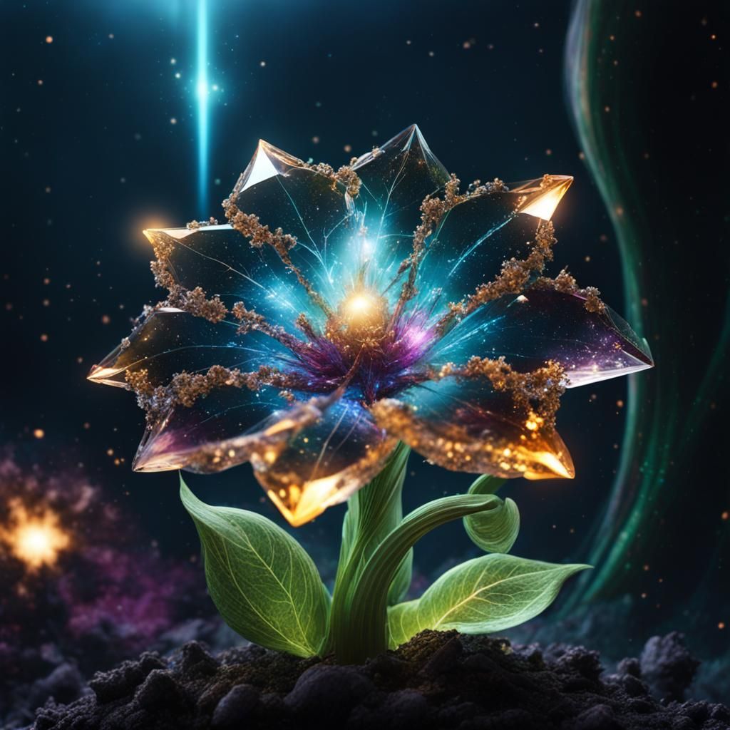 Luminous Crystal Nebula Flower Beanstalk in Galaxy