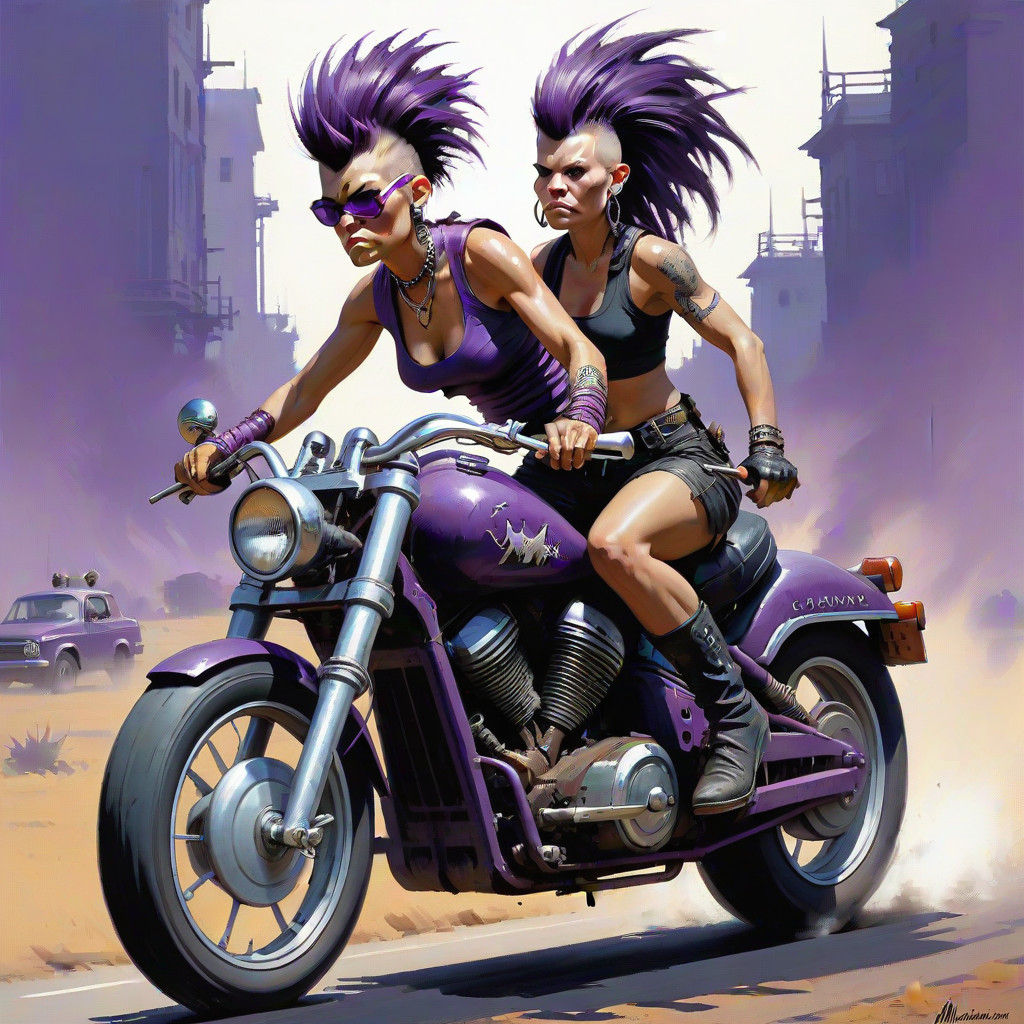 Fiery Warrior Woman Rides a Hog in Dark Fantasy