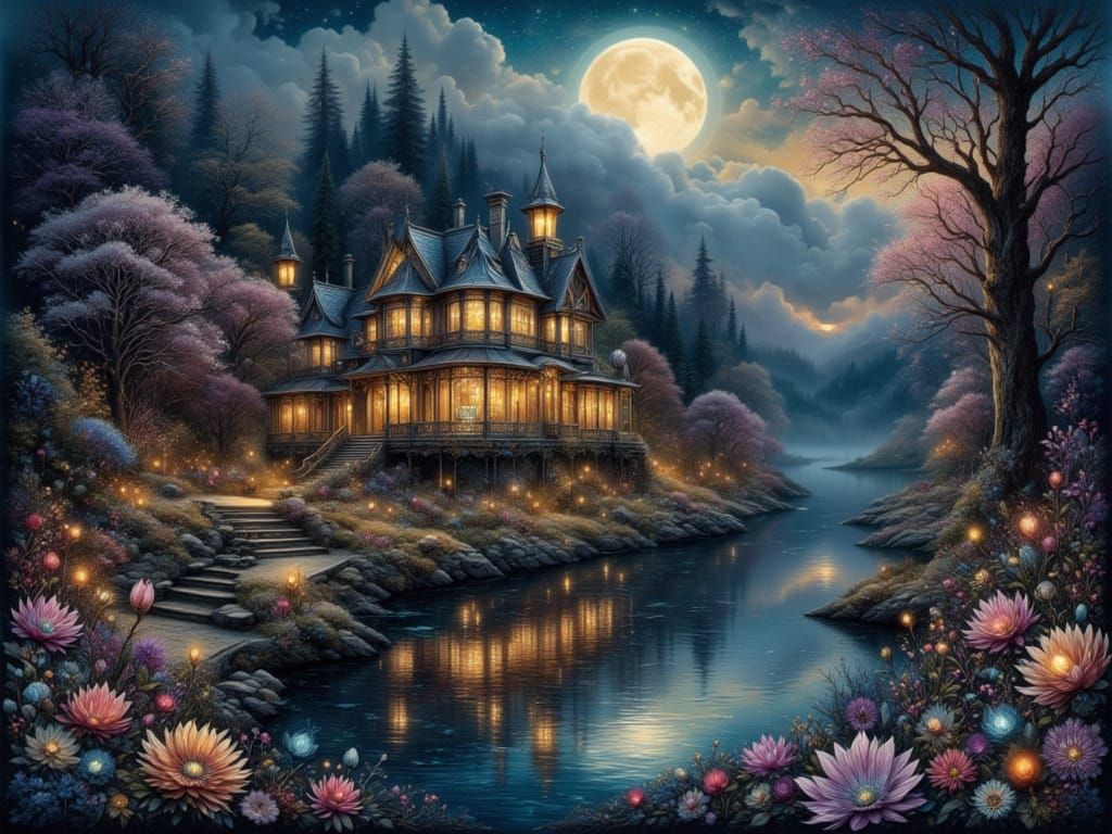 Enchanted Mansion by Moonlight