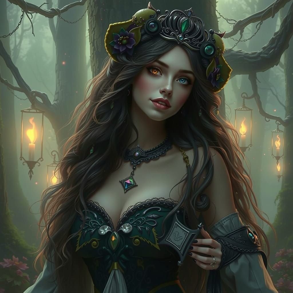 Gothic Forest Goddess in Ethereal Beauty